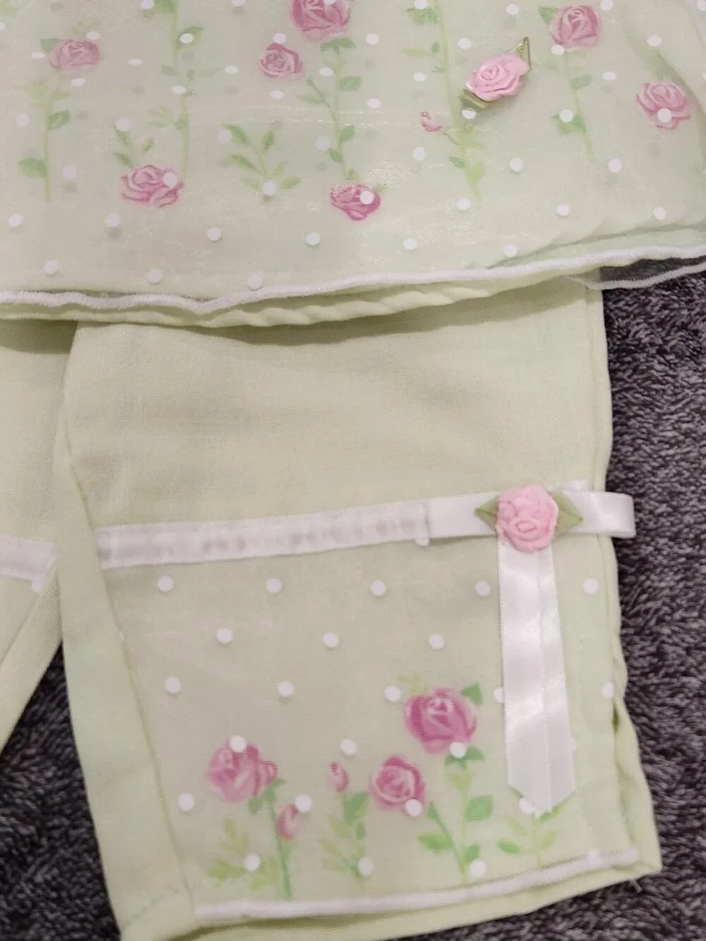 Youngland - Baby Girls' Spring Green Rose Pant Set
